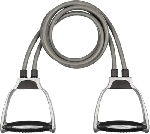 Image of D-fix Double Toning Resistance Tube Heavy Quality Pull Rope Elastic Rubber Exercise Band for Stretching, Workout, Home Gym with Grip D Shaped Handles for Men and Women with Workout (Grey)