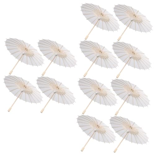 BESPORTBLE 12 Pièces Parasol Papier Blanc Diamètre Lot de Parasols Mariage Chinois Décoratifs Accessoires DIY pour Garçon Fille et Adultes Décoration...