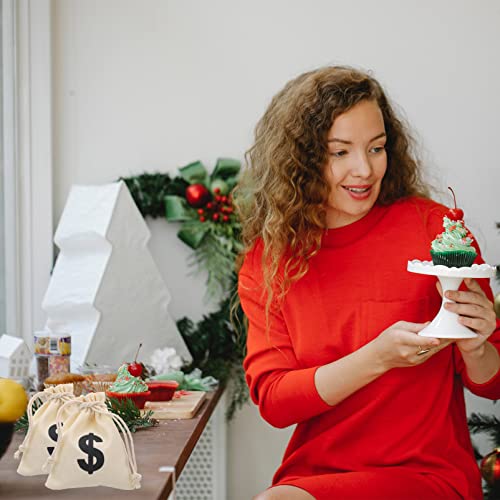 STOBOK 12 Stücke Kordelzug Geld Taschen Dollar Zeichen Bank Tasche Sackleine Kordelzug Tasche Würfel Tasche Schmuck Beutel Hessische Jute Tasche für Casino Theme Poker Party