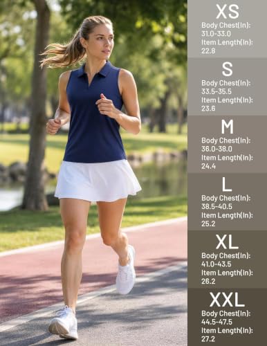 Image of MIER Womens Sleeveless Golf Polo Shirt, UPF 50+ Quick Dry Quarter Zip Tops