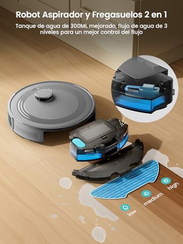 LEFANT M2 Robot Aspirador y Fregasuelos 6000Pa, 160min Automático,Navegación Láser, Evitación PSD, Limpieza Personalizada, App/Alexa/WiFi, Ideal para Limpiar Mantas y Pelos Mascotas - imagen 2