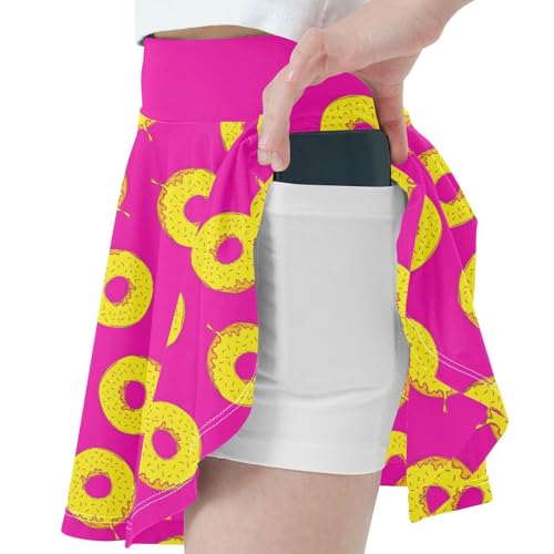 Girls Skorts with Built-in Shorts Doughnut Flowy Pleated Skirt for Kids with Pockets L2