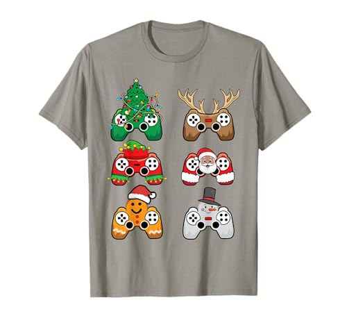 Mando de Videojuegos Árbol de Navidad Santa Divertido Regalo Camiseta