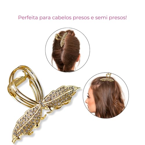Kit 2 Presilhas Metal Formato Ramos Folhas Cabelos Penteados