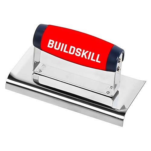 Image of BUILDSKILL Heavy Duty Metal Concrete Edger Tool with Ergonomic Rubber Handle | Ideal for Rounding Borders, Corners, and Applying Cement | Perfect for Finishing, Construction, & Home Improvement