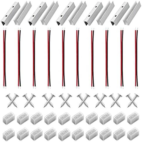 GAABUTEMA LED Neon Light Strips Accessories, 10Pcs Aluminum Channel, 10Pcs Wires, 20Pcs Screws, 20Pcs End Caps and for 12mmx6mm 12V Flex Neon Strip Light /Tube Installations Hose Wall Bracket