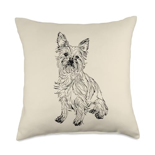 Cairn Terrier Dog Line Art Minimalist Mom Dad Throw Pillow