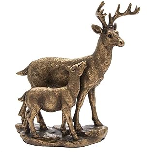 The Leonardo Collection LP46453 Bronzed Deer and Fawn Ornament, 17x9x20cm, Boxed