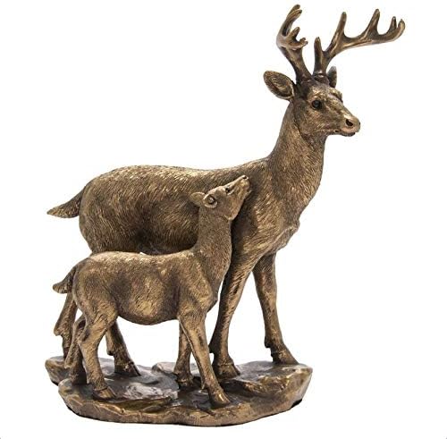 The Leonardo Collection LP46453 Bronzed Deer and Fawn Ornament, 17x9x20cm, Boxed