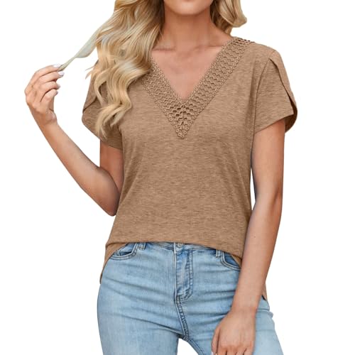 Ofertas Primavera Mujer Mujeres Casual Tallas Grandes Camiseta Camisa Manga Corta Suelto Casual Redondo Cuello Color Sólido Túnica Tops de Verano Blusas Camisetas para serigrafiar Baratas