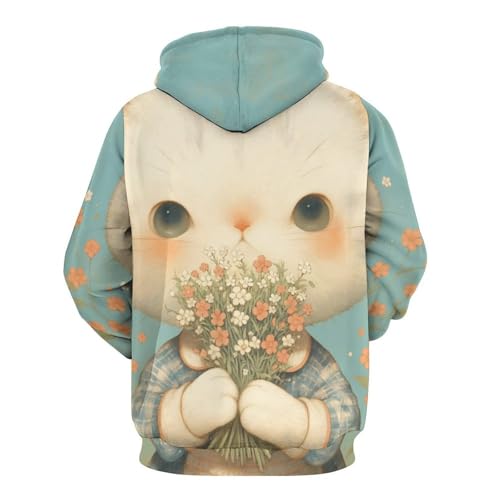 Sweat à capuche chat blanc le confort thermique pour affronter le froid S