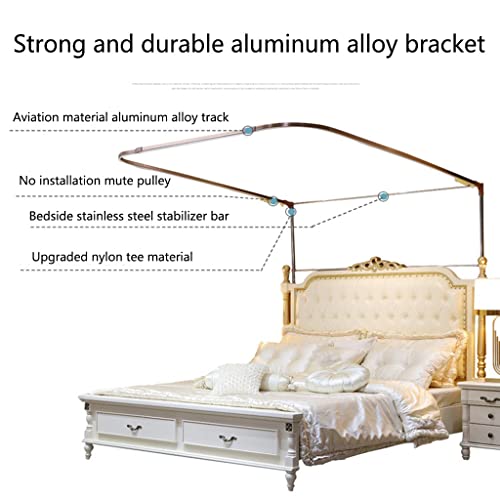 Rideau de lit rose haut de gamme 180x210 cm avec support de luxe - 6