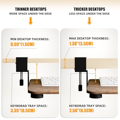 Image of Keyboard Tray Under Desk, Keyboard Holder&Drawer with C-Clamp 25.6 inchx11.8 inch