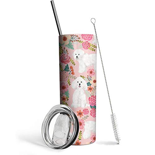 Bichon Frise Dog Print 20 OZ Tumbler Coffee Mug,Dog Travel Cup Stainless Steel Novelty Bichon Frise Dog Coffee Tumbler,stuff mugs for Dog Lovers Gifts