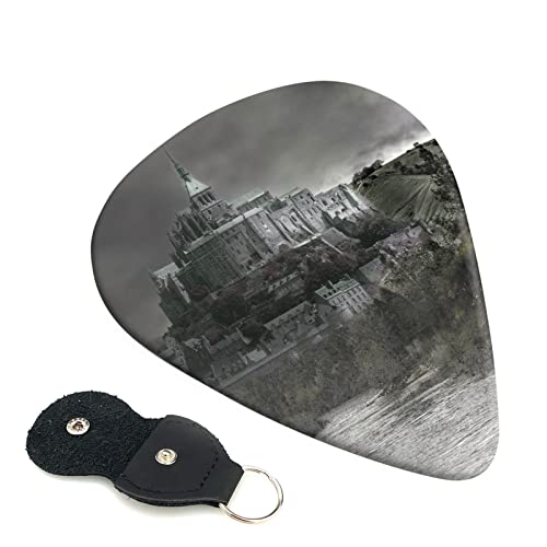 ギターピック 6枚セット 0.46mm 0.71mm 0.96mm エレキギター ベース用ピック ウクレレ ギター ABS素材 エレクトリック アコースティック 弦楽器 初心者 トライアングル ピック( ドラゴンと城のファンタジーな世界 )