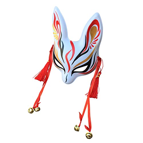 YangYong Little Bunny Kitsune Mask, Traditional Japanese Cosplay Rabbit Fox Kabuki Mask Kimono Costume Accessories Room Decor