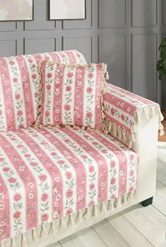 Image of ishro home Premium Sofa Cover 3 Seater Protecter with 2 Handle Covers - Soft European Standard Fabric, Frill Design, Machine Washable | (Paisley Fiesta, 3 Seater)