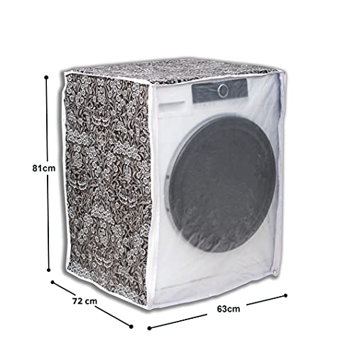 Image of Classic Front Load Washing Machine Cover for IFB 9 Kg, 9.5 Kg, 10 Kg, 10.5 Kg, 11 Kg (72cmsX63cmsX81cms, Black Flower, X-Large)