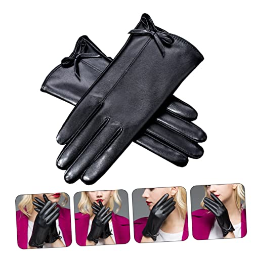 Luvas quentes de inverno, 1 par de luvas femininas de couro, luvas de neve aquecidas quentes à prova
