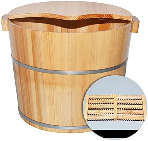 Cuenco de madera para baño de pies con tapa y masaje miniatura 1