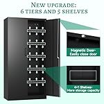 Letaya Metal Storage Cabinets with Lock Doors,Tall Locker Organizer Steel Garage Cabinets, 5 Adjustable Layers Shelves for Home, Office, Warehouse,Tool,Industrial(Black) - Image 5