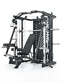 ATLETICA SWAT - Estación de fuerza todo en uno con 200 cm de altura | Power Rack, Smith Machine y cable de doble tracción con 2 bloques de peso de 50 kg