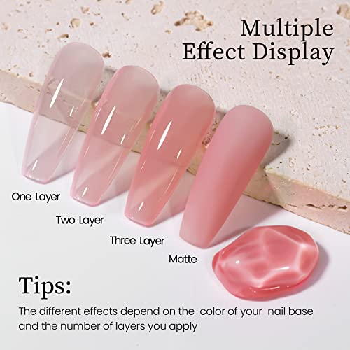 Megior Jelly Gel Nail Polish 15Ml Sheer Pink Gel Polish Translucent Nail Soak Off Uv Nail Polish Neutral Nail Polish Gel For Nail Art Manicure At Home 0.5 Oz #TOP1