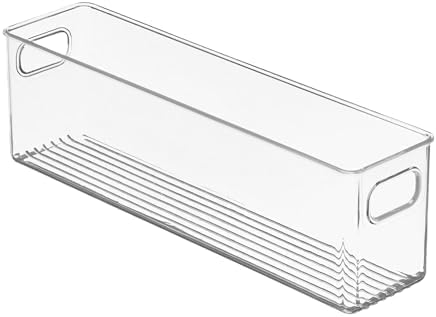 Organizador de cocina de plástico - Contenedor de almacenamiento con manijas para despensa, armario, gabinete, refrigerador/congelador, estantes y mostrador - Contiene alimentos enlatados, refrigerios, bebidas y salsas - Paquete de 8 - Transparente