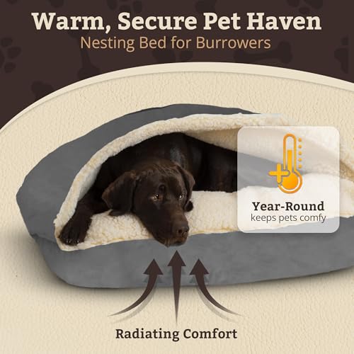 Image of Snoozer Rectangle Cozy Cave Dog Bed, Hooded Dog Bed, Anthracite (M)
