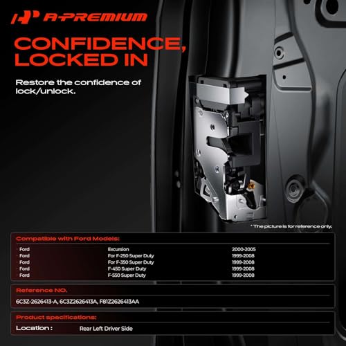 Image of A-Premium Rear Left Driver Side Door Lock Latch Assembly Compatible with Ford F-250 Super Duty /F-350 Super Duty /F-450 Super Duty /F-550 Super Duty 1999-2008, Excursion 2000-2005