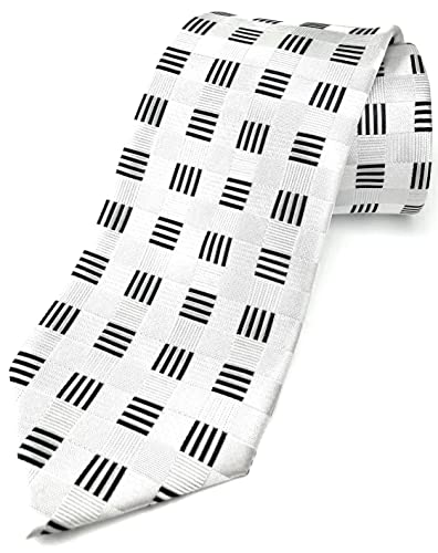 Scott Allan Collection White & Black Necktie for Men - Woven Designer Ties - Black and White Wedding Neck Tie for Groom