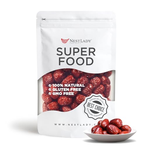 NESTLADY Natural grown dried jujube date, red date, hongzao, herbal healthy food, used for cooking, dessert, tea, etc. Net Weight: 200g/7.05oz…