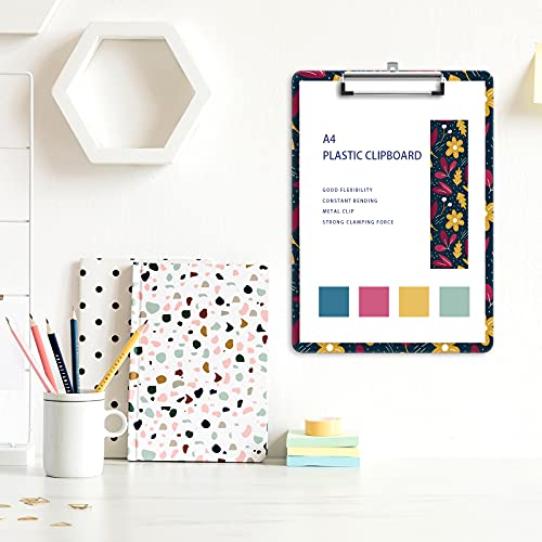 Image of Plastic A4 Clipboards, Clip Board Stardard Letter Size 9 x 12.5 in | Office Decorative for Students Women Men and Kids,Wildflowers