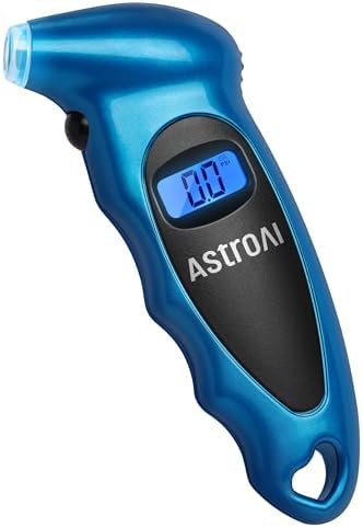 AstroAI Digital Tire Pressure Gauge 0-150PSI Calibrated to ANSI B40.7 +/-1PSI, Accurate in 0.1 Increments, Tire Repair Tools 4 Pressure Measurements for Car Truck with Backlight LCD, Blue
