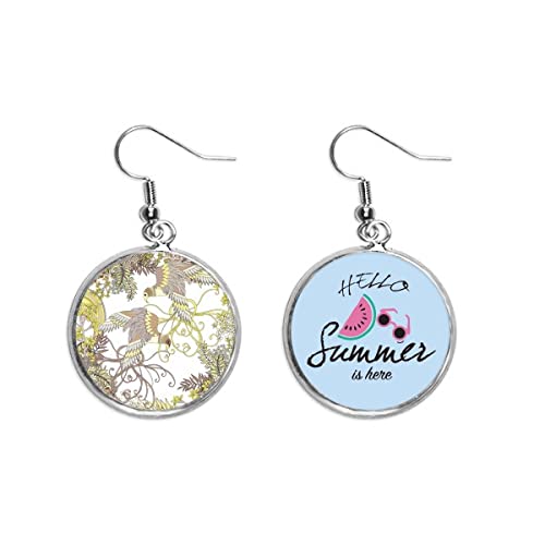 Pendientes estilo ukiyo-e de sandía y flores que evocan la brisa de verano