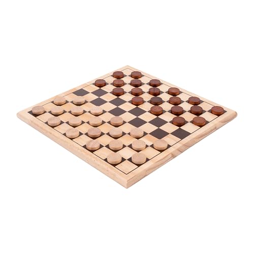Engelhart - 150236 - Jeu de Dames en Bois - Marron et Crème - Jeu de Société Classique - Damier en Bois Massif - Stratégie - Débutants - Famille - 2 Joueurs - Dès 6 Ans