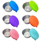 DAZZLEEX Lot de 6 petits récipients à vinaigrette de 50 ml/70 ml avec couvercles en acier inoxydable pour condiments de 50 ml