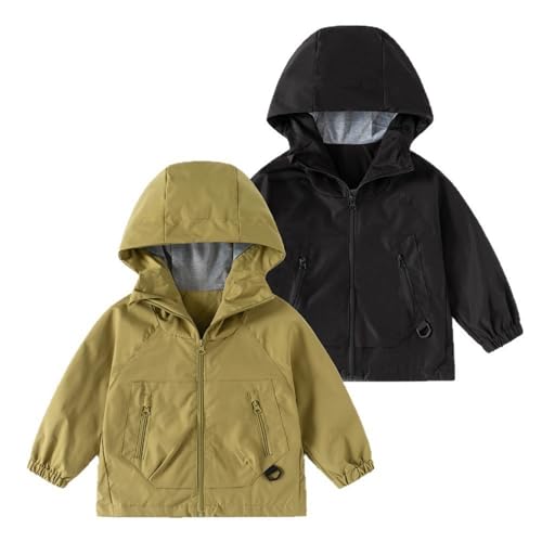 Boys Girls Rain Jacket Waterproof Zipper Windbreaker Coat Toddler Kids Lightweight Windproof RainCoat with Pockets