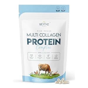 Multi Collagen Protein Capsules – 120 Count – Types I, II, III, V & X – Hydrolysed Grass Fed Bovine, Wild Caught Marine & Free-Range Chicken, Made with Hyaluronic Acid & Vitamin C by Revive Naturals