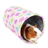 Meerschweinchen Tunnel 31x19cm/7.5x12.2zoll Waschbar Winter Kaninchen Kuschelhöhle für Hamster Kaninchenversteck Kleintier Winter Kleintierbetten für Igel Chinchilla Bartagamen und Frettchen (rosa)