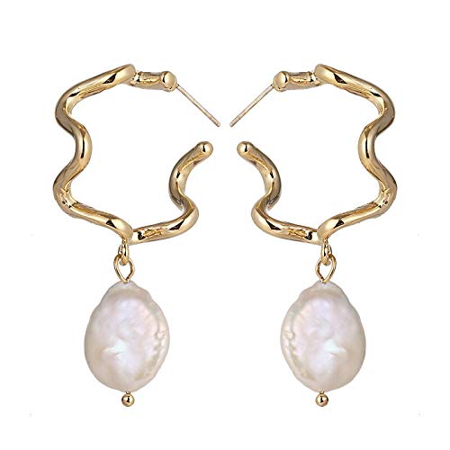 Boucles d'oreilles perles d'eau douce pendantes et bijoux géométriques tendance