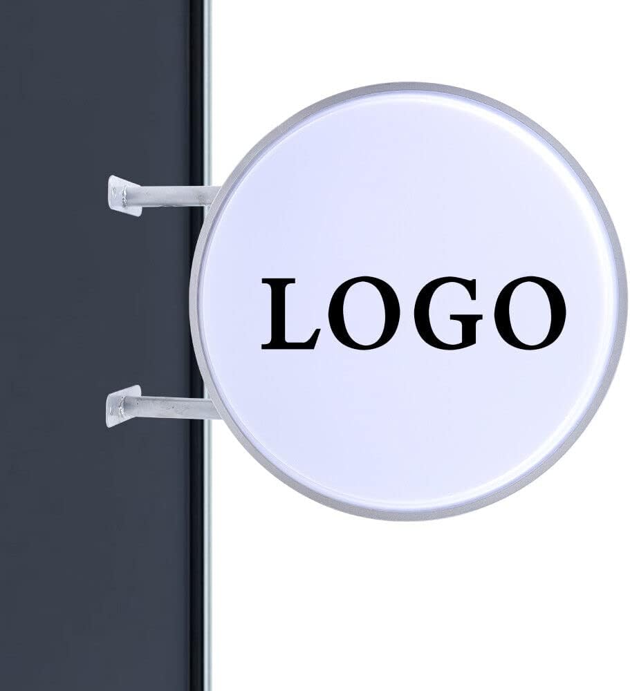 LED Double Sided Light Box, 110V Outdoor Circular Illuminated LED Light Box Projecting Sign Board Blank Premium Billboad Personalized Advertising Light Box for Business, Cafe, Bar, Hotel (White, 20inch)