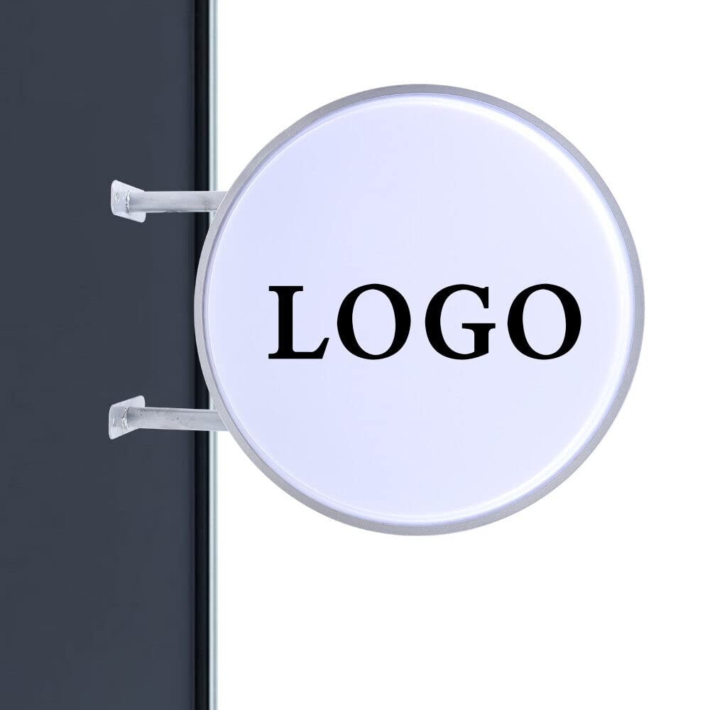 Caja de luz LED redonda de doble cara, letrero luminoso, 50 cm, publicidad exterior, publicidad, letrero de neón para bar, escaparates, negocios, oficina, tienda