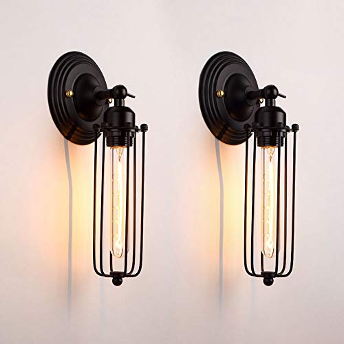 Applique industrielle fer noir et cage métallique haut de gamme pour chambre