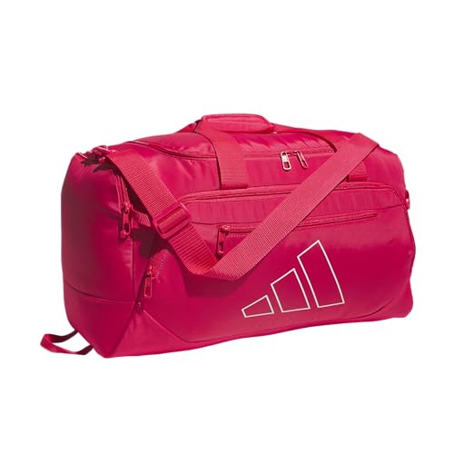 Image of adidas Defender 5 Duffel Bag for Sports, Gym and Travel, Power Pink /White, OSFA