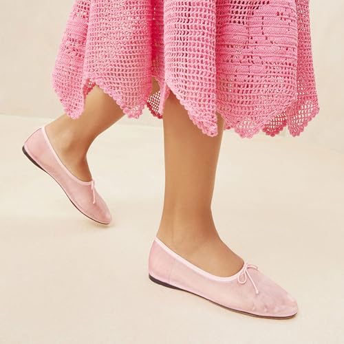 Mesh Ballet Flats for Women Elegant Bows Round Head Design Comfortable and Breathable Shoes Perfect for Weddings2