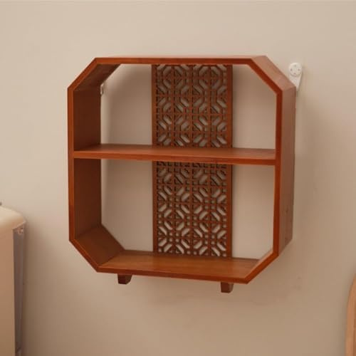 Vintage Wooden Floating Cup Holder - Retro Wall-Mounted Storage Rack for Teacups & Mugs - Space-Saving Desktop Display Stand for Home & Kitchen Decor