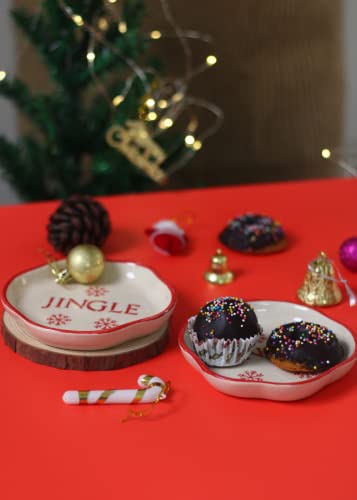 Image of WEAVING HOMES Ceramic Jingle Handmade Dessert Plate (Set of 1) - Plates, Sweet Plates, Gifts for Anniversary and Return Gifts for Women, Cute Gifts for Girls