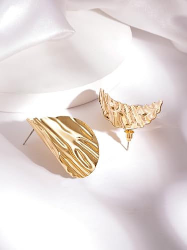 Image of Rubans Ribbed Dome Stud Earrings Trendy Stylish Gift for Women & Girls