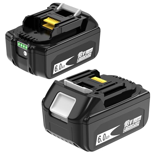 Worthmah 2Pack 6.0Ah Replace for Makita 18V Battery BL1860B, Replacement for makita 18 Volt Battery BL1850B BL1820 1830B 1840B, Compatible for Original 18V Charger and Cordless Power Tool